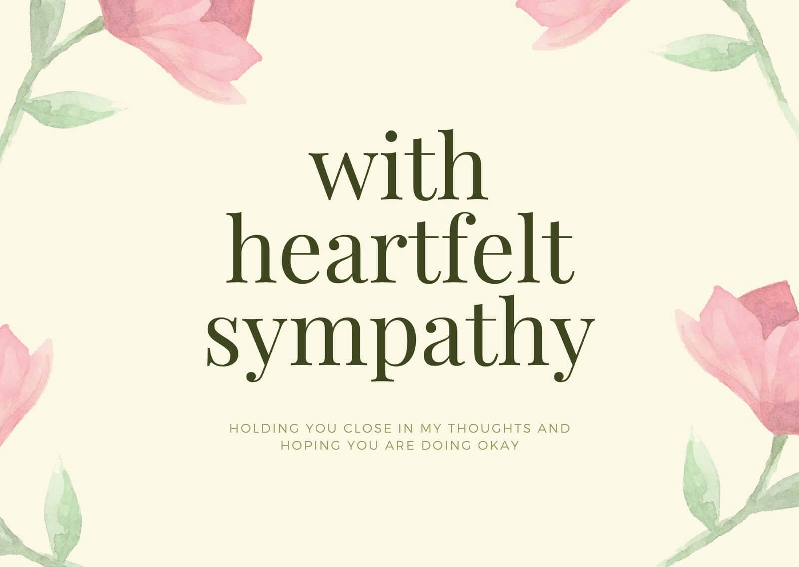 Beige Flowers Sympathy Card - Templatescanva For Sympathy Card Template