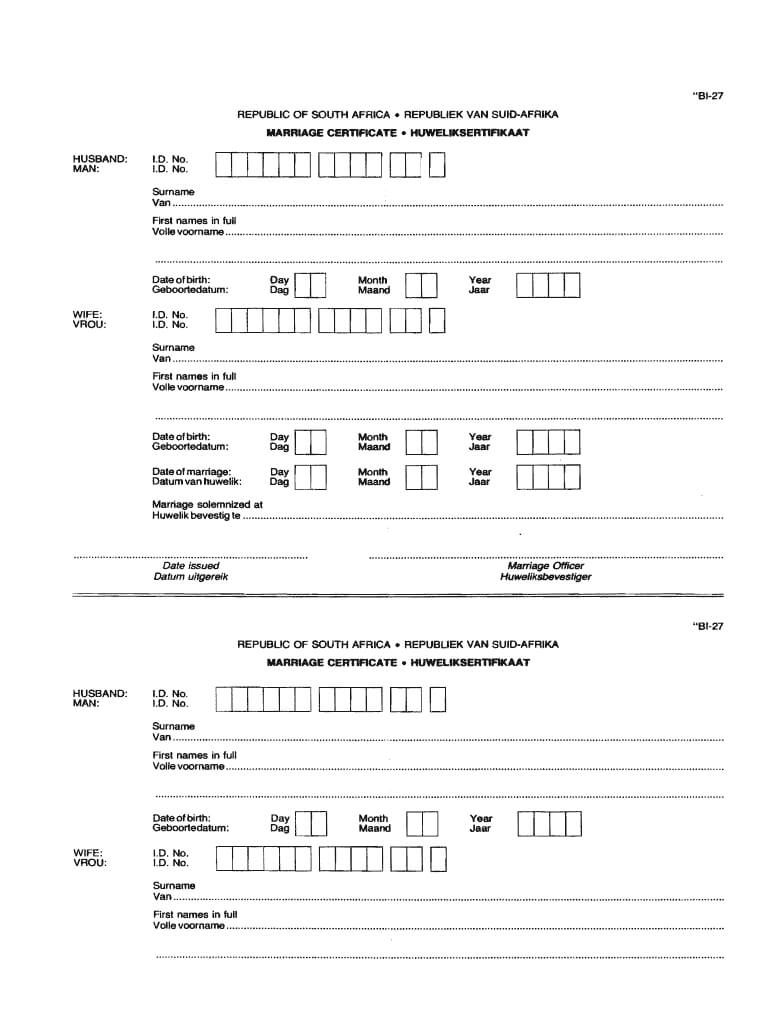 Bi 27 – Fill Out And Sign Printable Pdf Template | Signnow For South African Birth Certificate Template