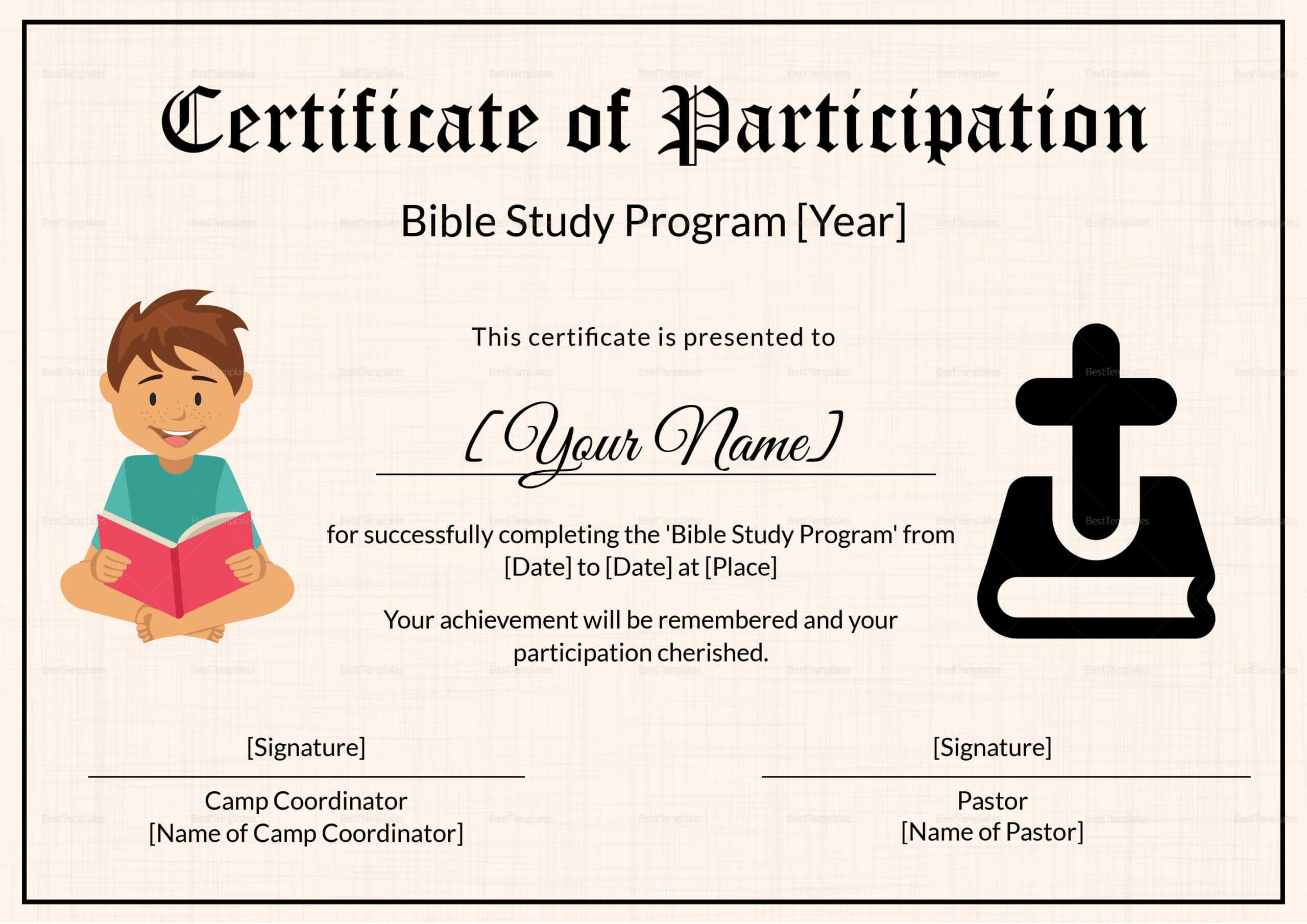 Bible Prophecy Program Certificate For Kids Template Within Christian Certificate Template