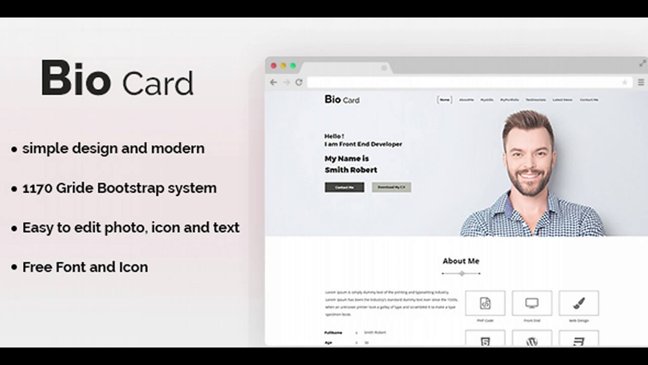 Biocard - Personal Portfolio Psd Template | Themeforest Within Bio Card Template