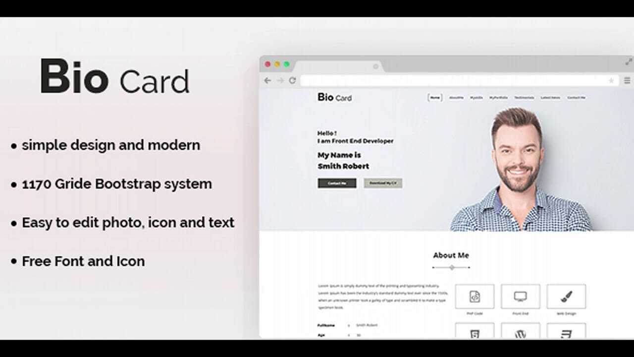 Biocard – Personal Portfolio Psd Template | Themeforest Within Bio Card Template