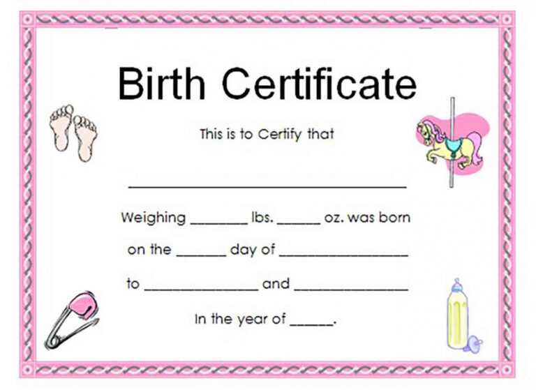 Girl Birth Certificate Template Sample Professional Templates 3380