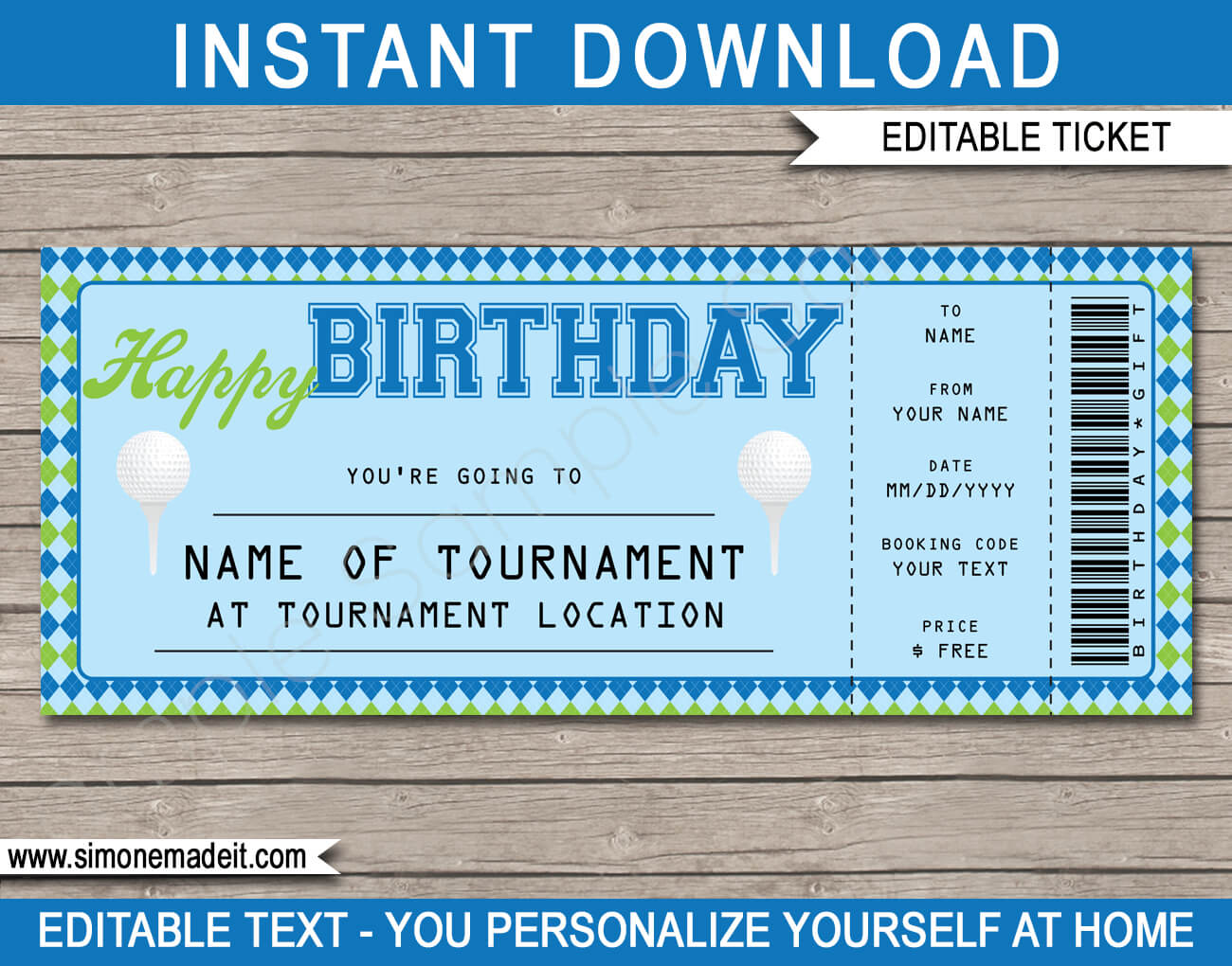 Birthday Golf Gift Tickets Regarding Golf Gift Certificate Template