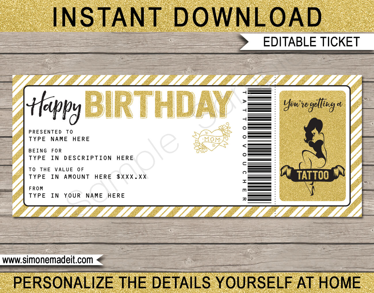 Birthday Tattoo Gift Vouchers With Tattoo Gift Certificate Template