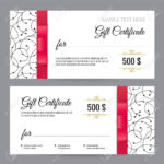 Black And White Gift Voucher Template With Floral Pattern And.. in Black And White Gift Certificate Template Free