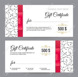 Black And White Gift Voucher Template With Floral Pattern And.. in Black And White Gift Certificate Template Free