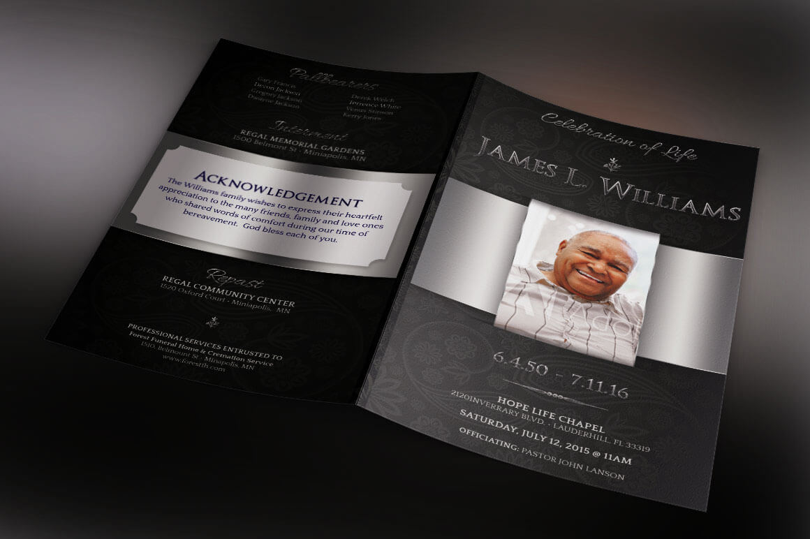Black Dignity Funeral Program On Behance Intended For Memorial Brochure Template