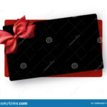 Black Greeting Or Gift Card Template With Red Satin Bow Throughout Present Card Template