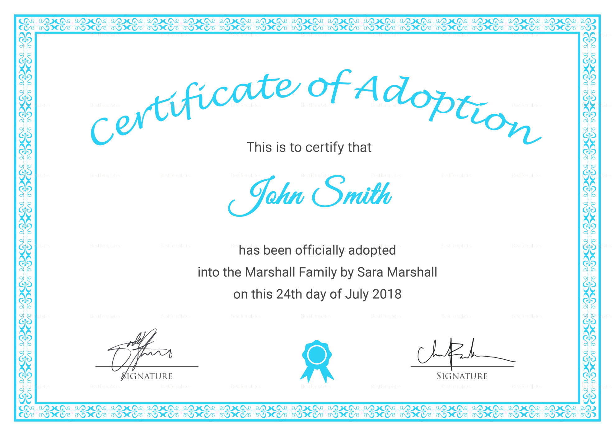 Child Adoption Certificate Template - Sample Professional Templates