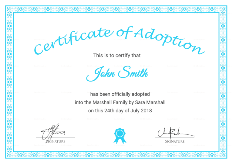 Child Adoption Certificate Template - Sample Professional Templates