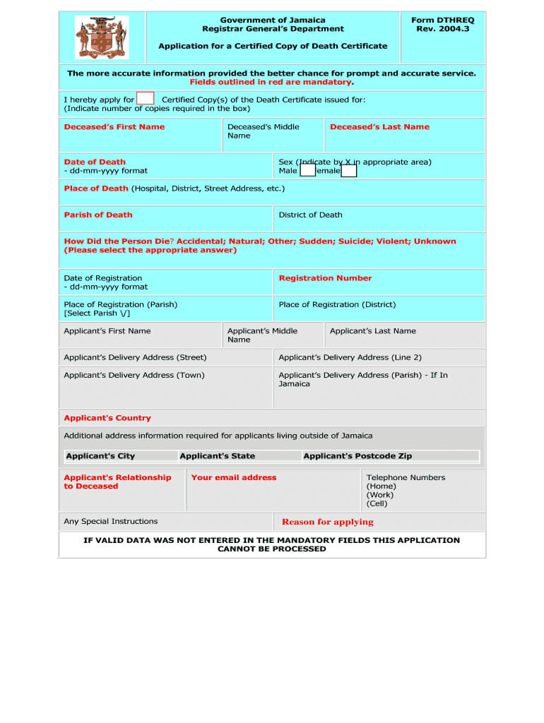 Blank Death Certificate Form Printable Philippines – Fill Inside Fake Death Certificate Template