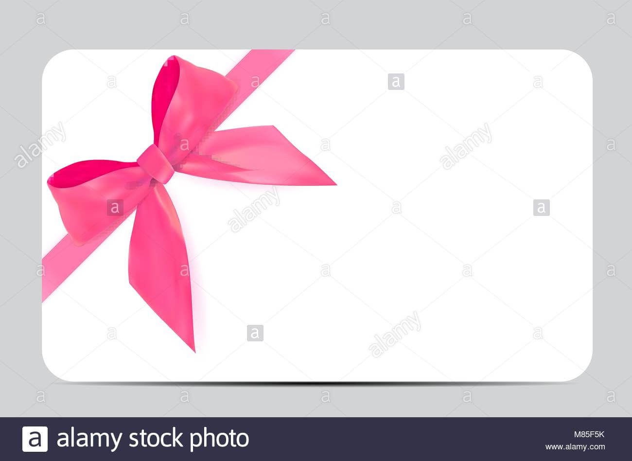 Blank Gift Card Template With Pink Bow And Ribbon. Vector Intended For Present Card Template