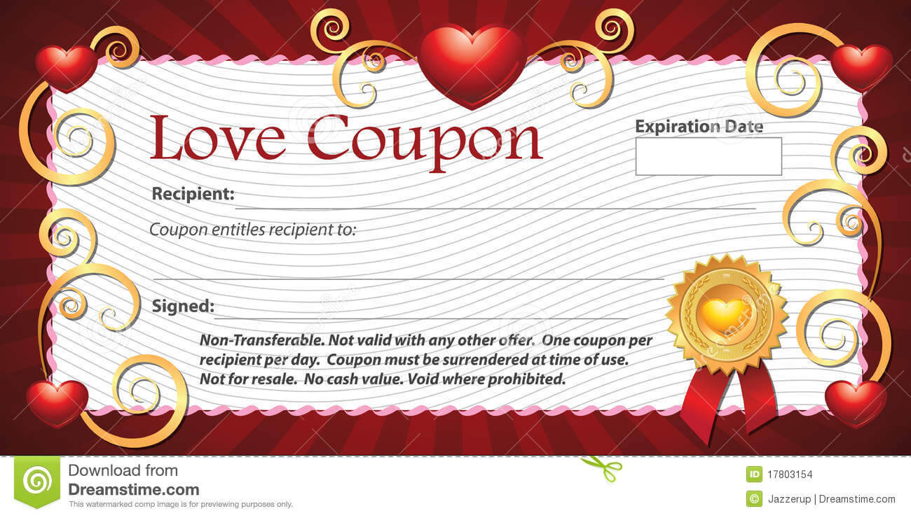 Blank Love Coupon Stock Illustration. Illustration Of Inside Love Certificate Templates