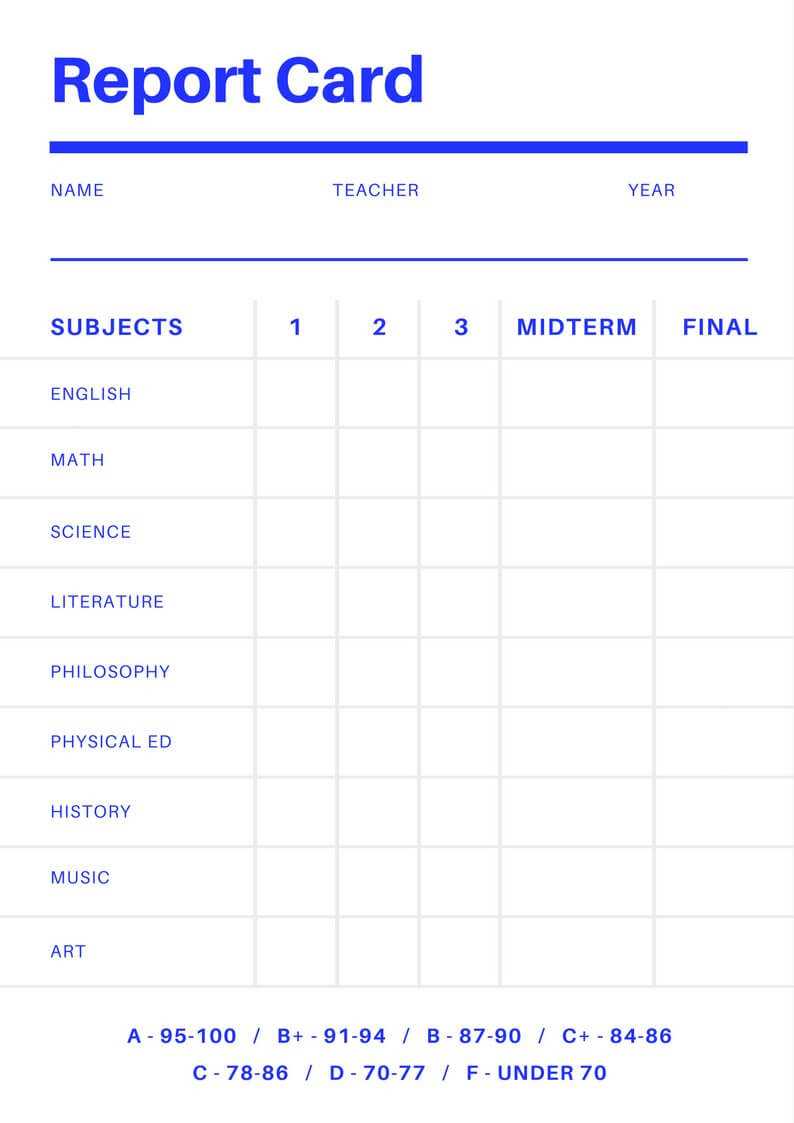 Blank Report Card Template - Best Professional Template With Blank Report Card Template