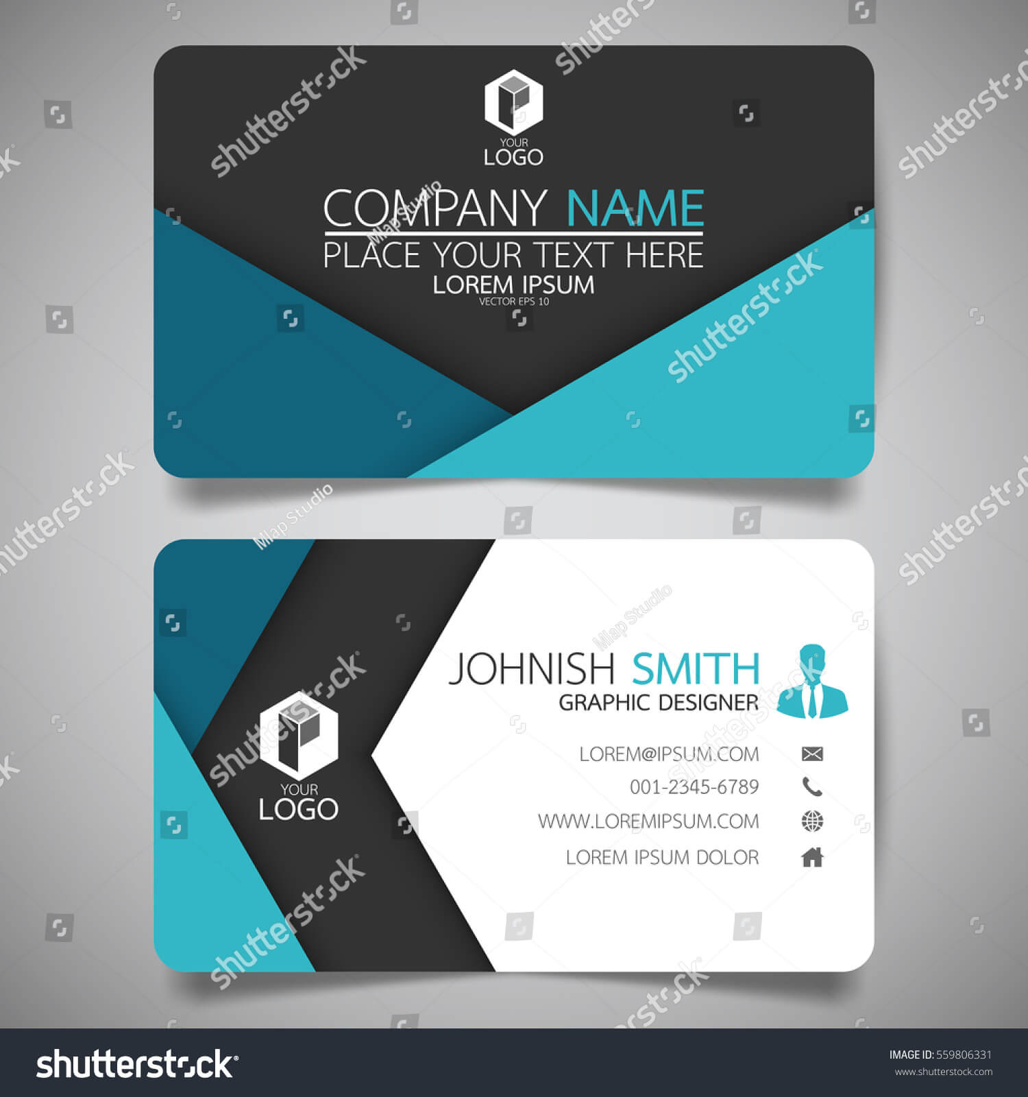 Blue Fold Modern Creative Business Card | Backgrounds For Fold Over Business Card Template
