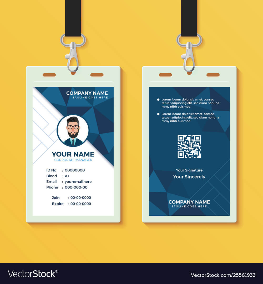 Blue Geometric Id Card Design Template For Sample Of Id Card Template