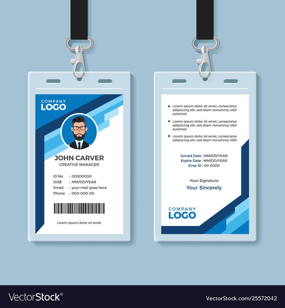 Blue Graphic Employee Id Card Template Throughout Template For Id Card Free Download