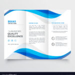 Blue Wavy Business Trifold Brochure Template Pertaining To Free Brochure Template Downloads