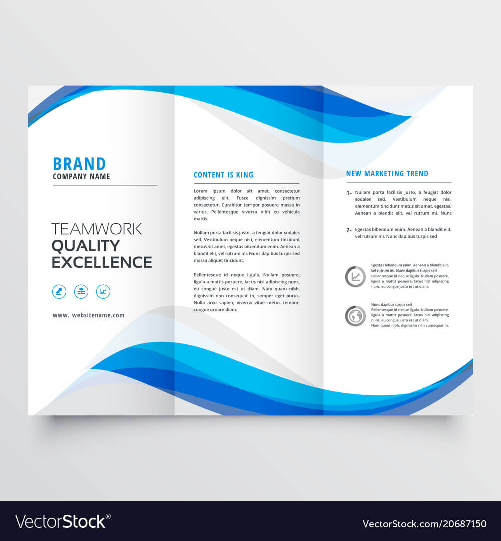 Blue Wavy Business Trifold Brochure Template With Regard To Free Illustrator Brochure Templates Download