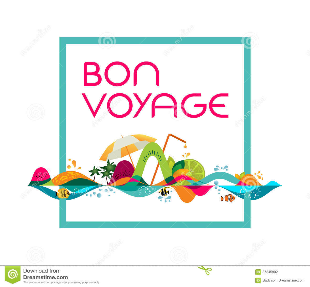Bon Voyage – Banner, Vector Template Illustration Stock Inside Bon Voyage Card Template