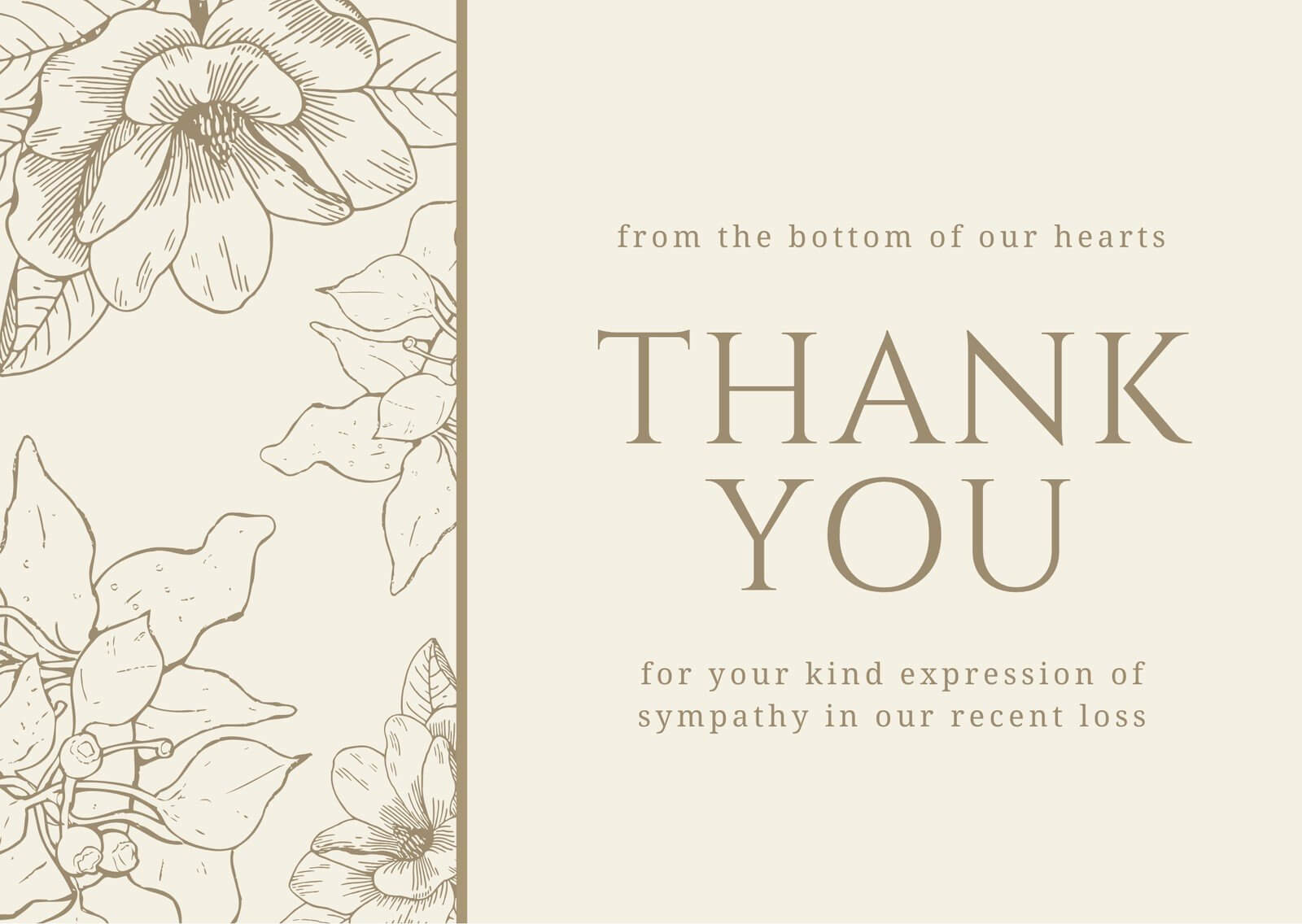 Brown Floral Sympathy Thank You Card – Templatescanva Within Sympathy Thank You Card Template