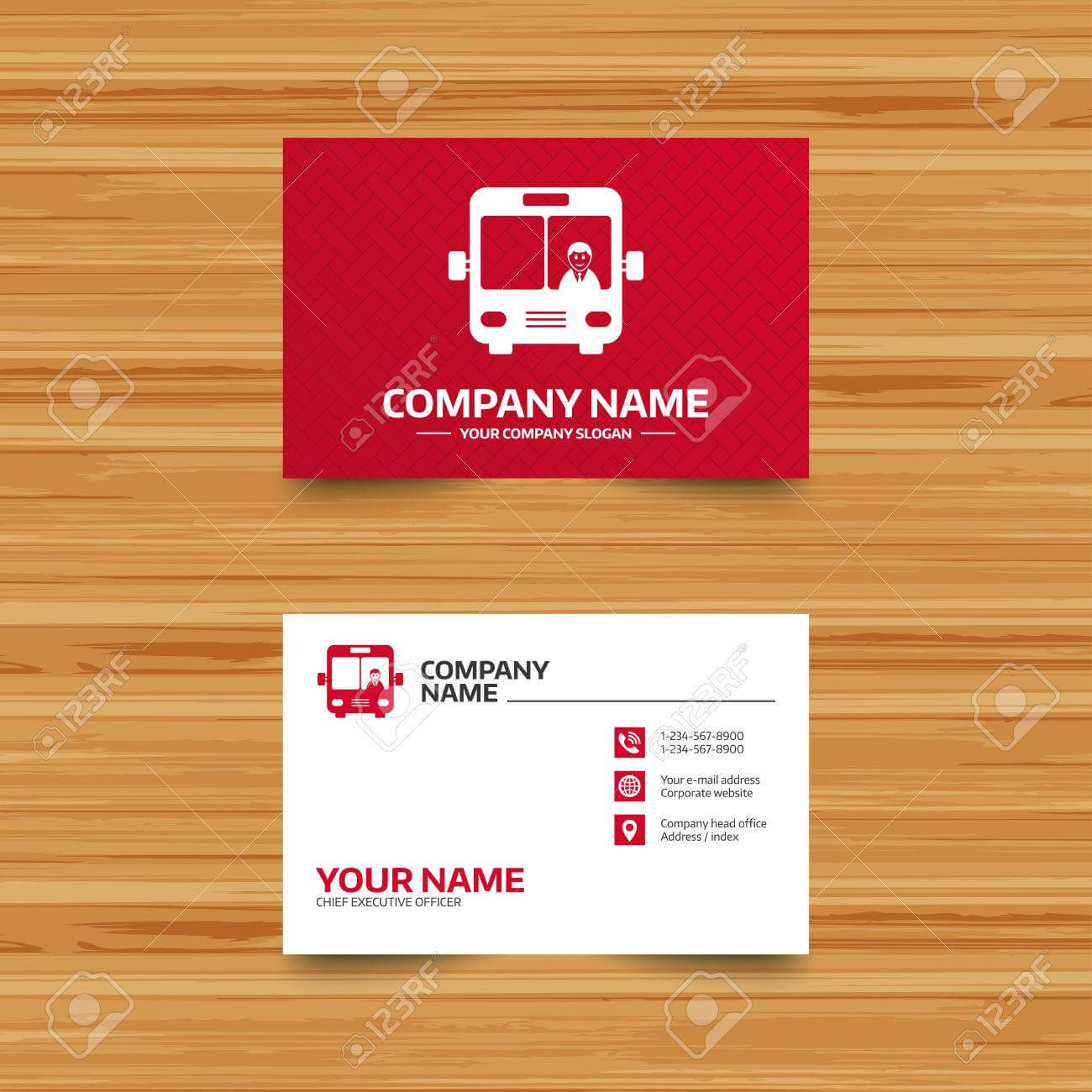Business Card Template. Bus Sign Icon. Public Transport With.. Inside Transport Business Cards Templates Free