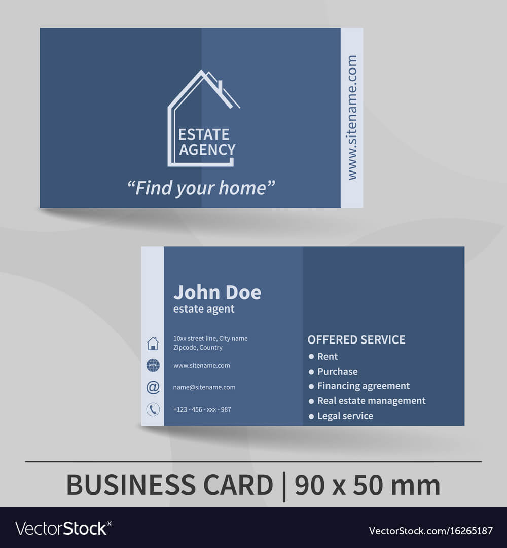 Business Card Template Real Estate Agency Design With Real Estate Agent Business Card Template
