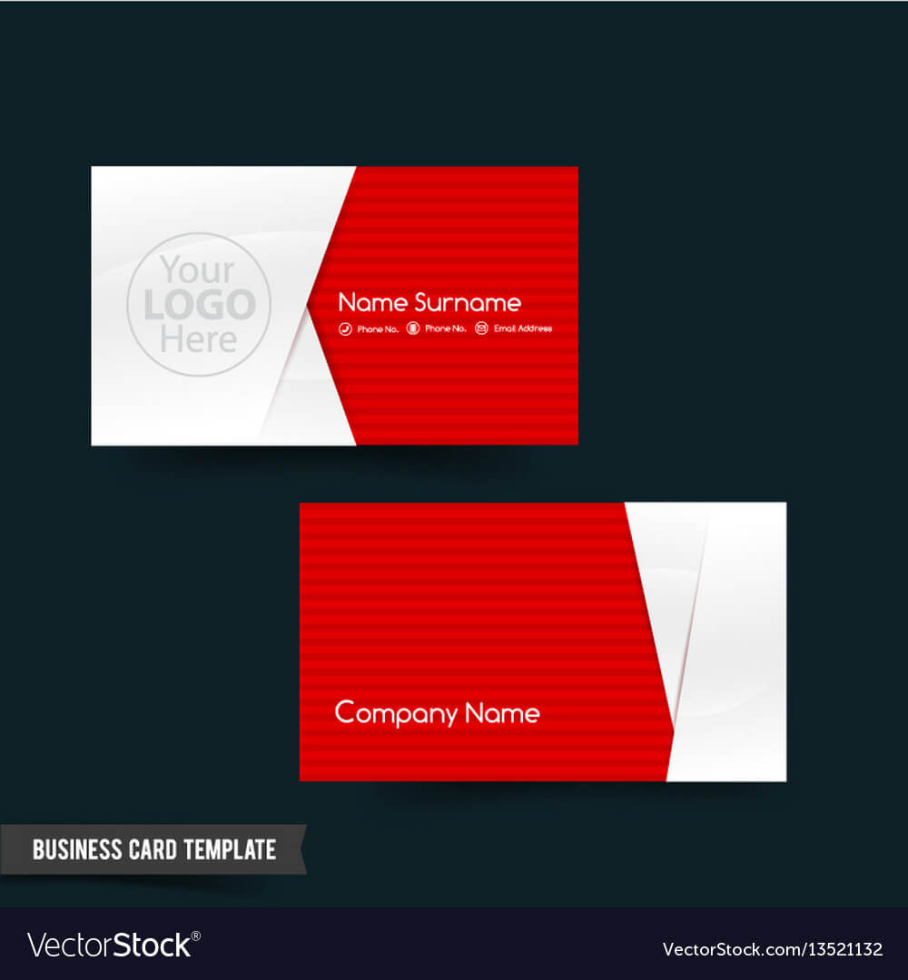 Business Card Template Set 64 Red And White Basic Throughout Template For Calling Card