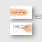 Business Card Template With Orange Watercolor * Eu & Us Size * Photoshop In Business Card Template Size Photoshop