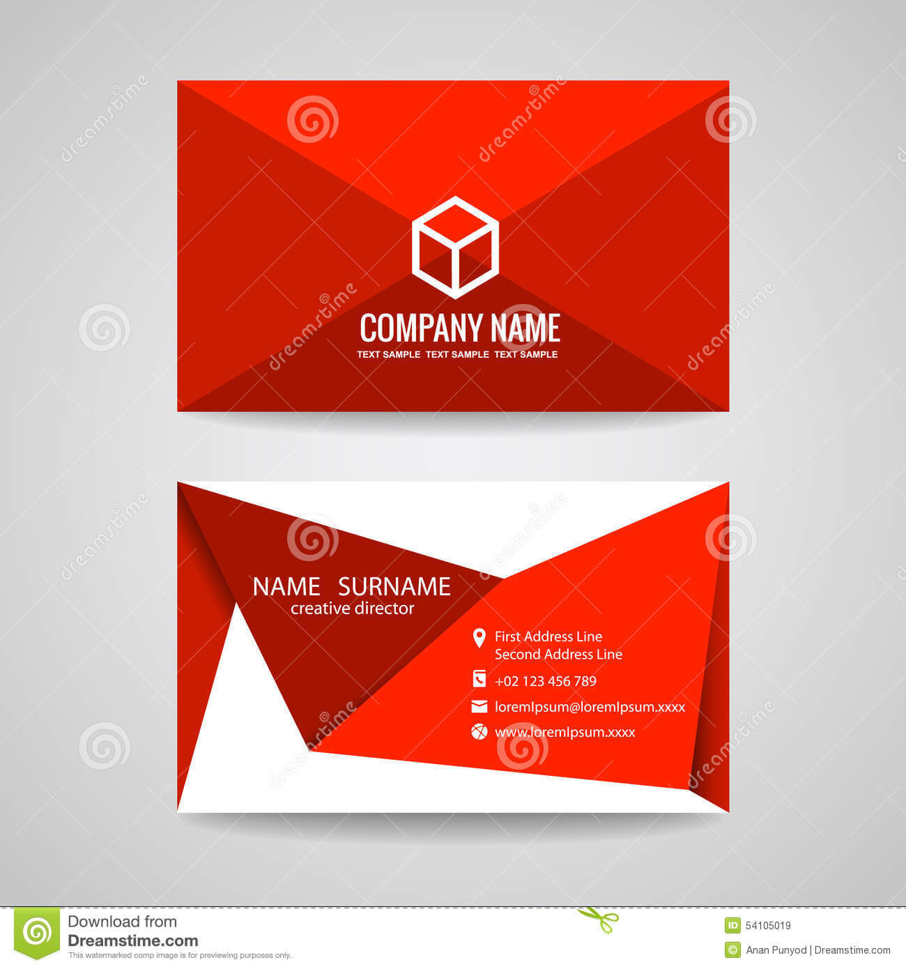 Business Card Vector Graphic Design , Red Triangle Fold And Regarding Fold Over Business Card Template
