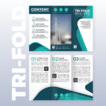 Business Tri Fold Brochure Template Design With Turquoise For Tri Fold Brochure Publisher Template