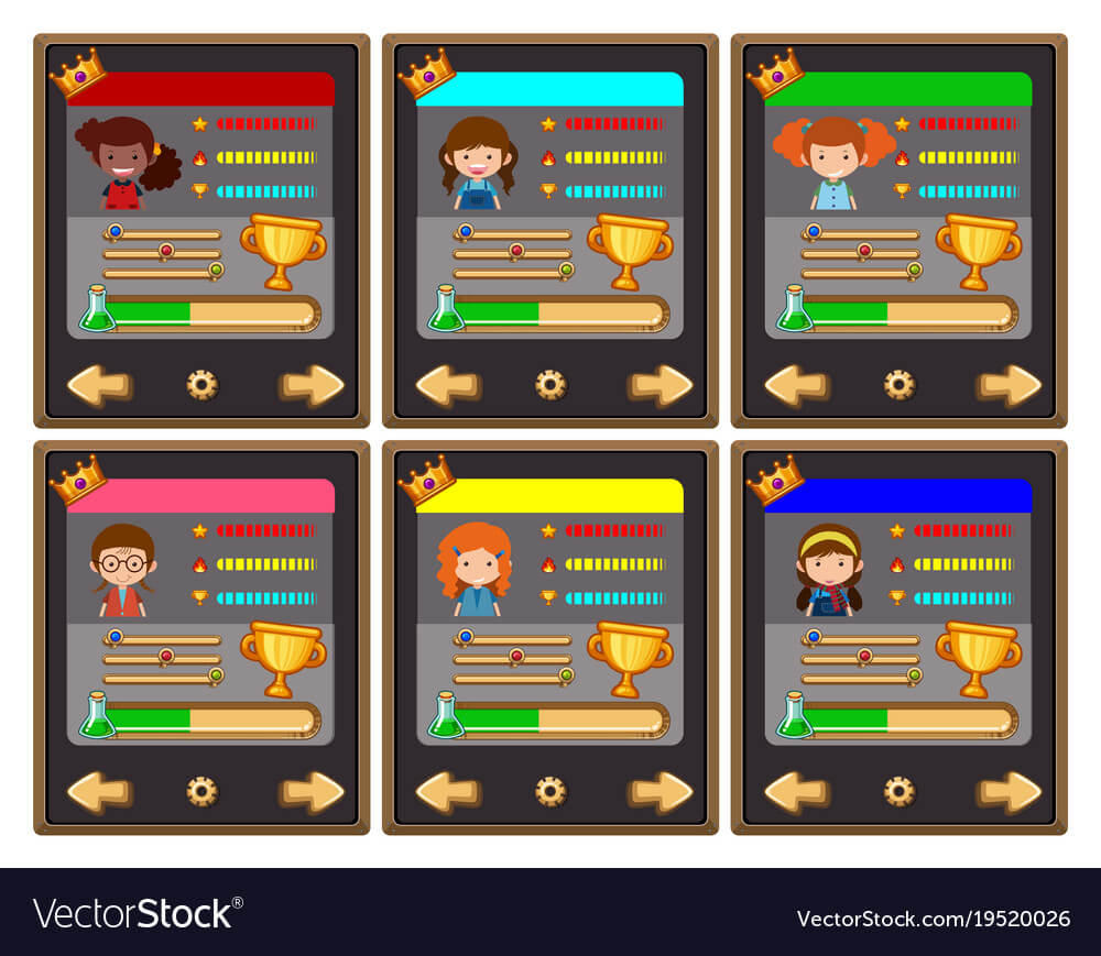 Card Game Template With Characters And Buttons With Playing Card Template Illustrator