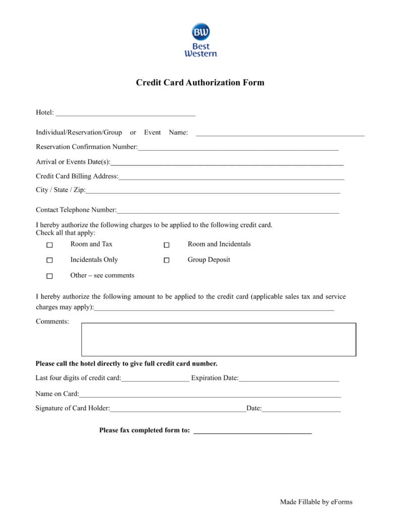 Cc Authorization Form - Papele.alimentacionsegura Intended For Hotel Credit Card Authorization Form Template