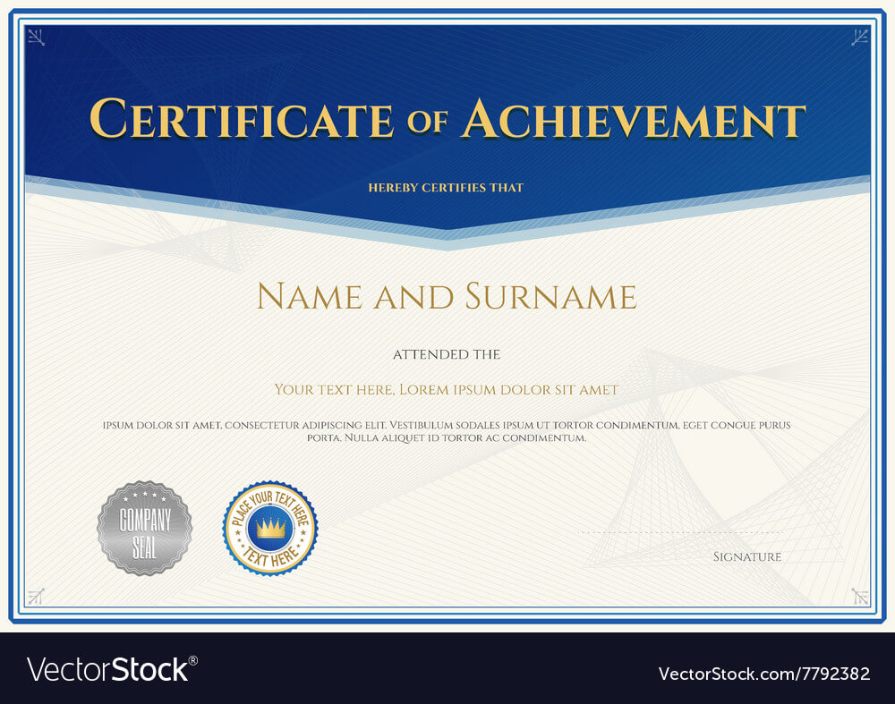 Certificate Achievement Template Blue Theme With Certificate Of Accomplishment Template Free