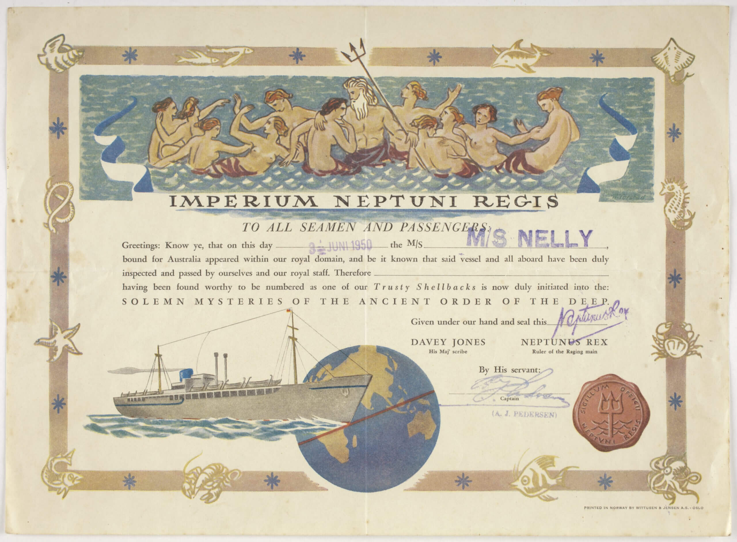 Certificate – Crossing The Equator, Ms Nelly, Wittusen Throughout Crossing The Line Certificate Template