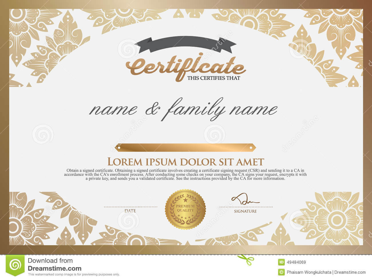 Certificate Design Template. Stock Vector – Illustration Of Pertaining To Design A Certificate Template
