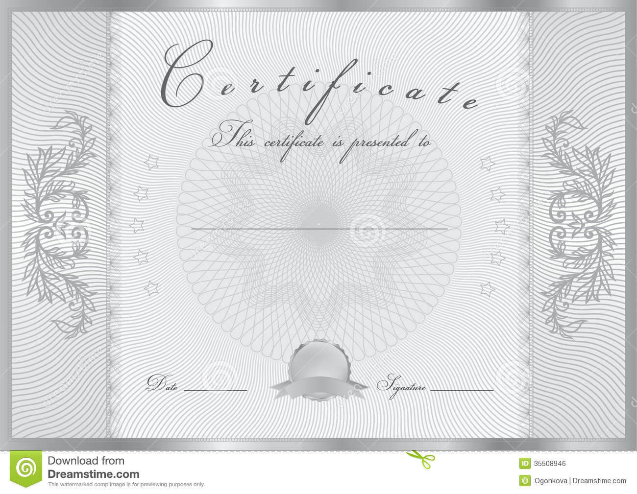 Certificate / Diploma Award Template. Pattern Stock Vector Inside Scroll Certificate Templates