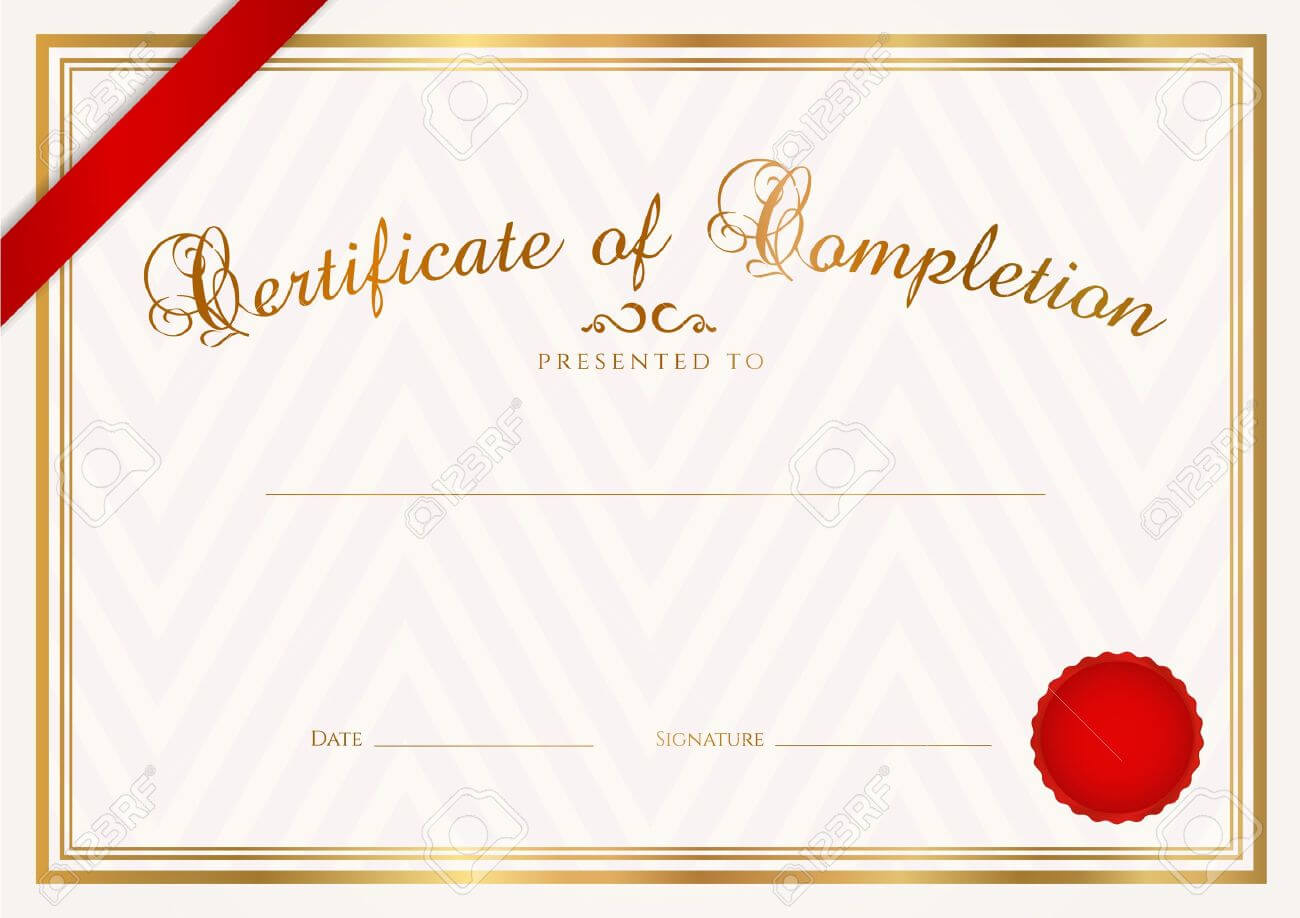 Certificate, Diploma Of Completion Design Template, Sample Background.. Within Graduation Certificate Template Word
