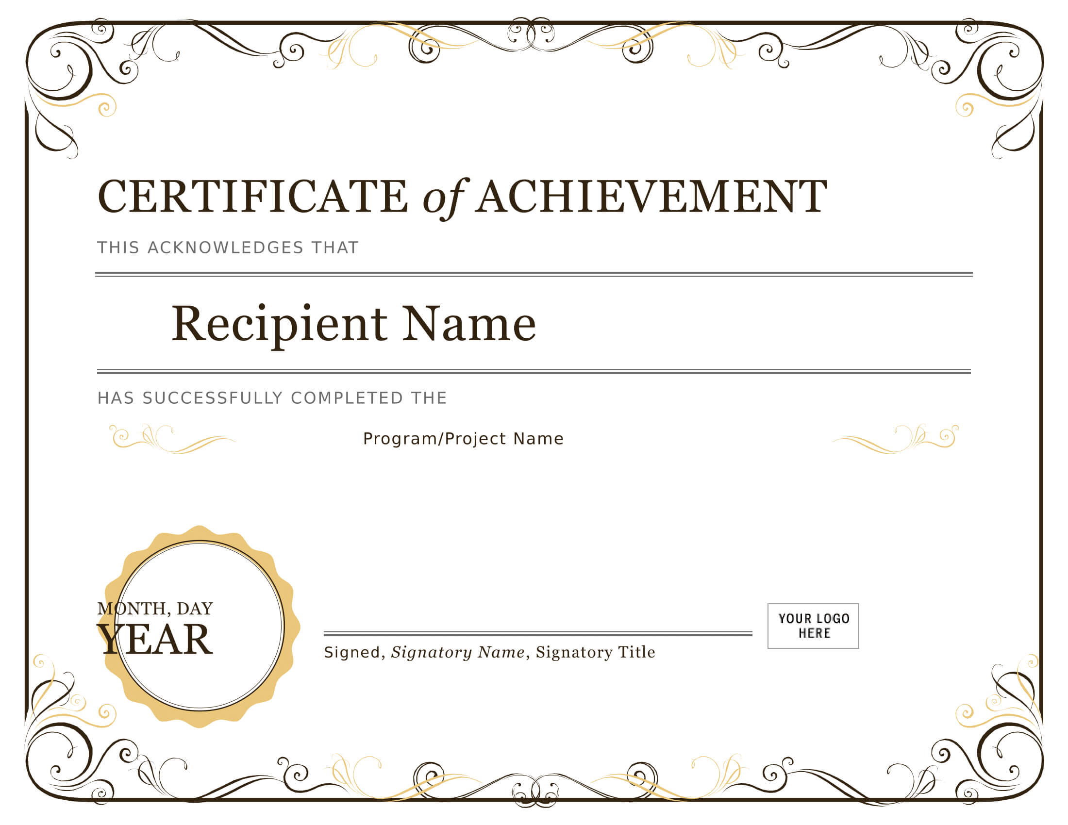 Certificate Of Achievement – Download A Free Template Inside Certificate Of Accomplishment Template Free