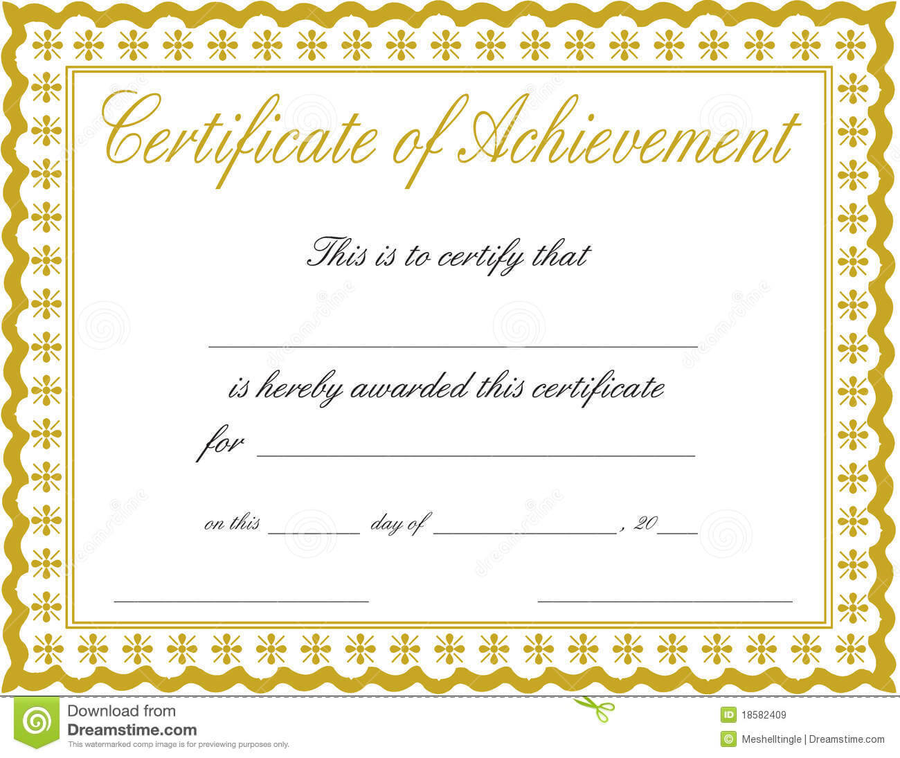 Certificate Of Achievement Stock Image. Image Of Colored With Regard To Certificate Of Accomplishment Template Free