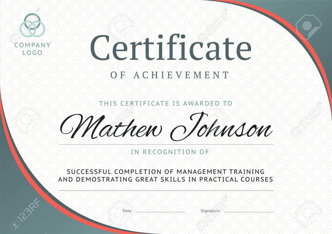 Certificate Of Achievement Template Design. Business Diploma.. Pertaining To Free Training Completion Certificate Templates