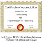 Certificate Of Appreciation For Certificate Of Appreciation Template Free Printable