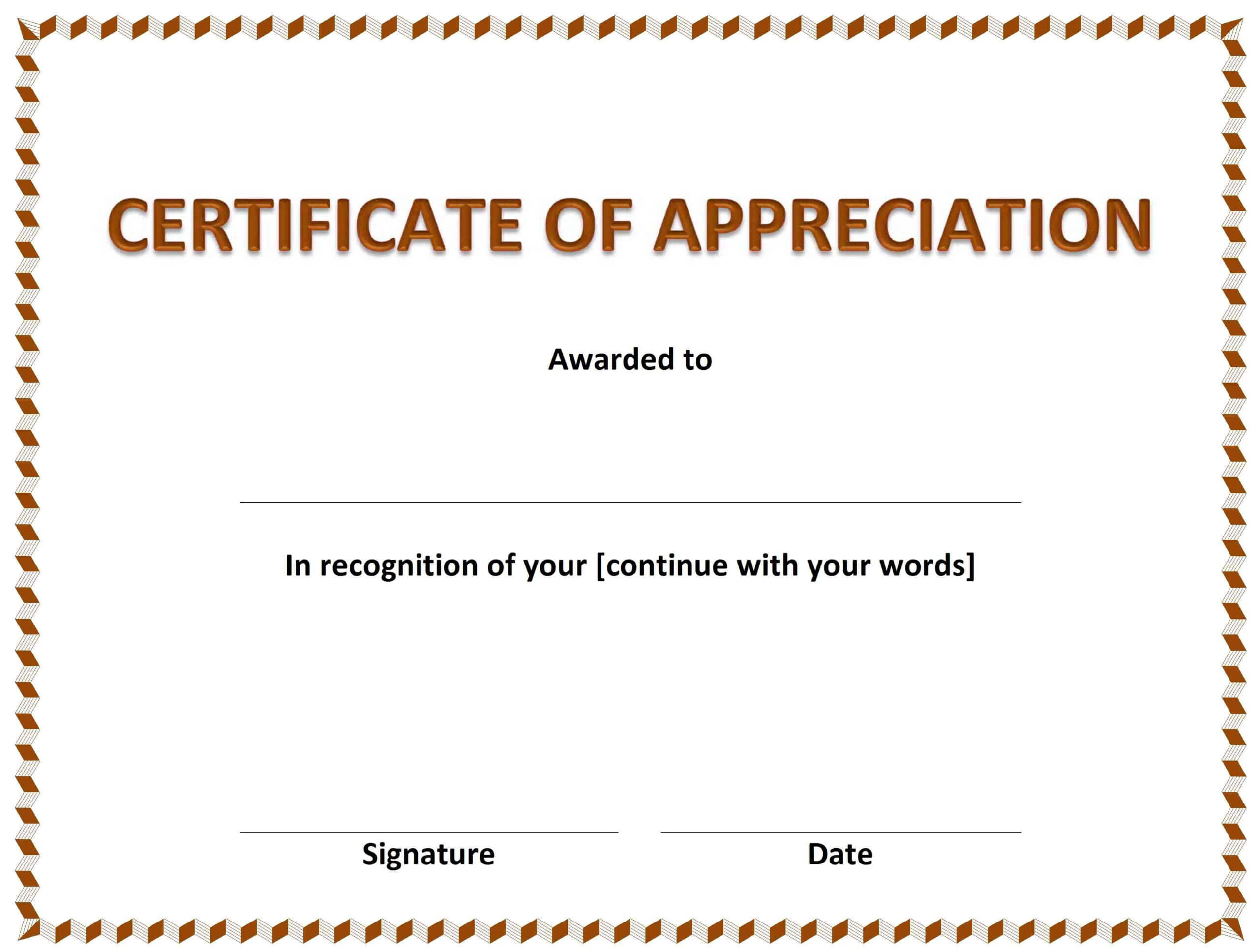 Certificate Of Appreciation » Officetemplates In Certificates Of Appreciation Template