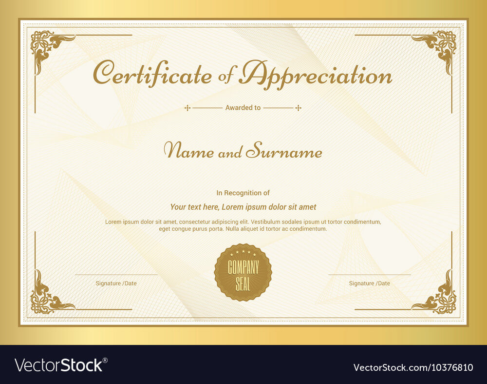Certificate Of Appreciation Template Intended For Template For Recognition Certificate