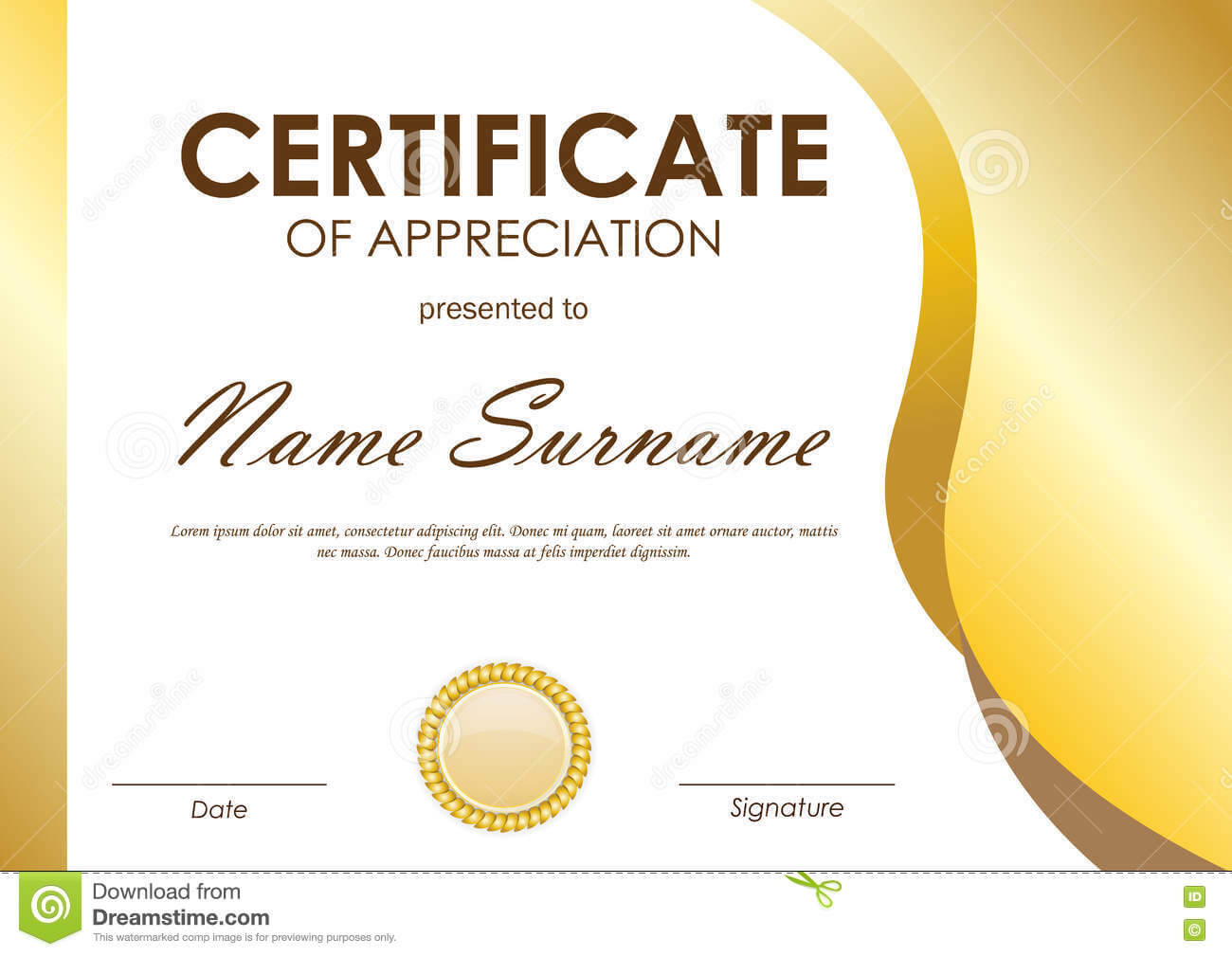 Certificate Of Appreciation Template Stock Vector Inside Certificates Of Appreciation Template