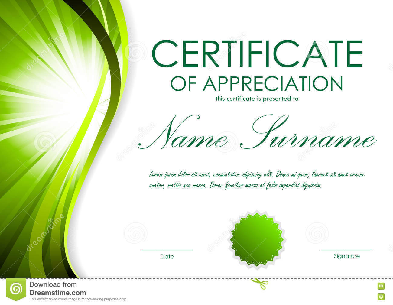 Certificate Of Appreciation Template Stock Vector Inside Free Certificate Of Appreciation Template Downloads