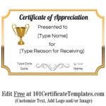 Certificate Of Appreciation Throughout Dinner Certificate Template Free