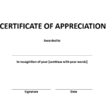 Certificate Of Appreciation Word Example | Templates At In Certificate Of Appearance Template