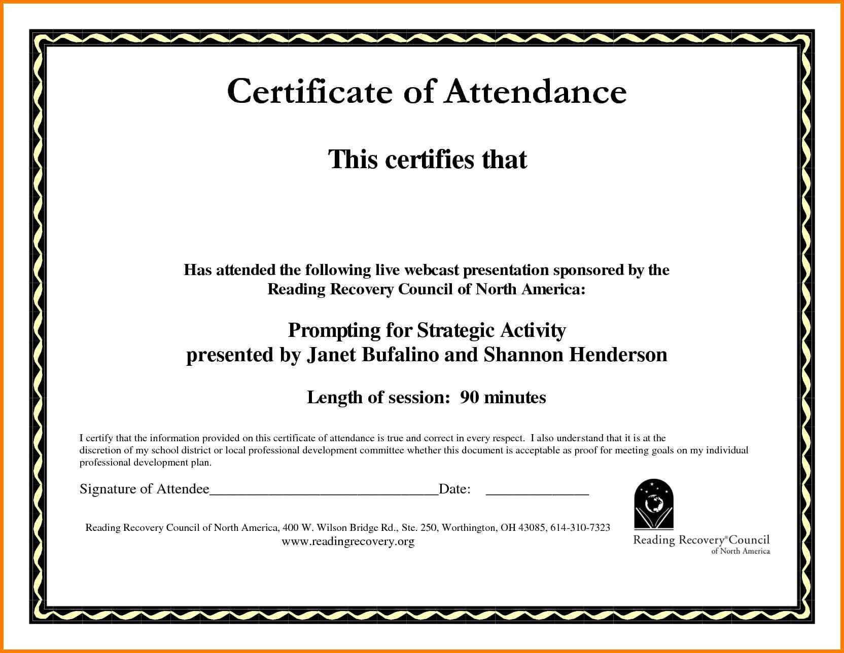 Certificate Of Attendance Template Word Ukran Agdiffusion Within Conference Certificate Of Attendance Template