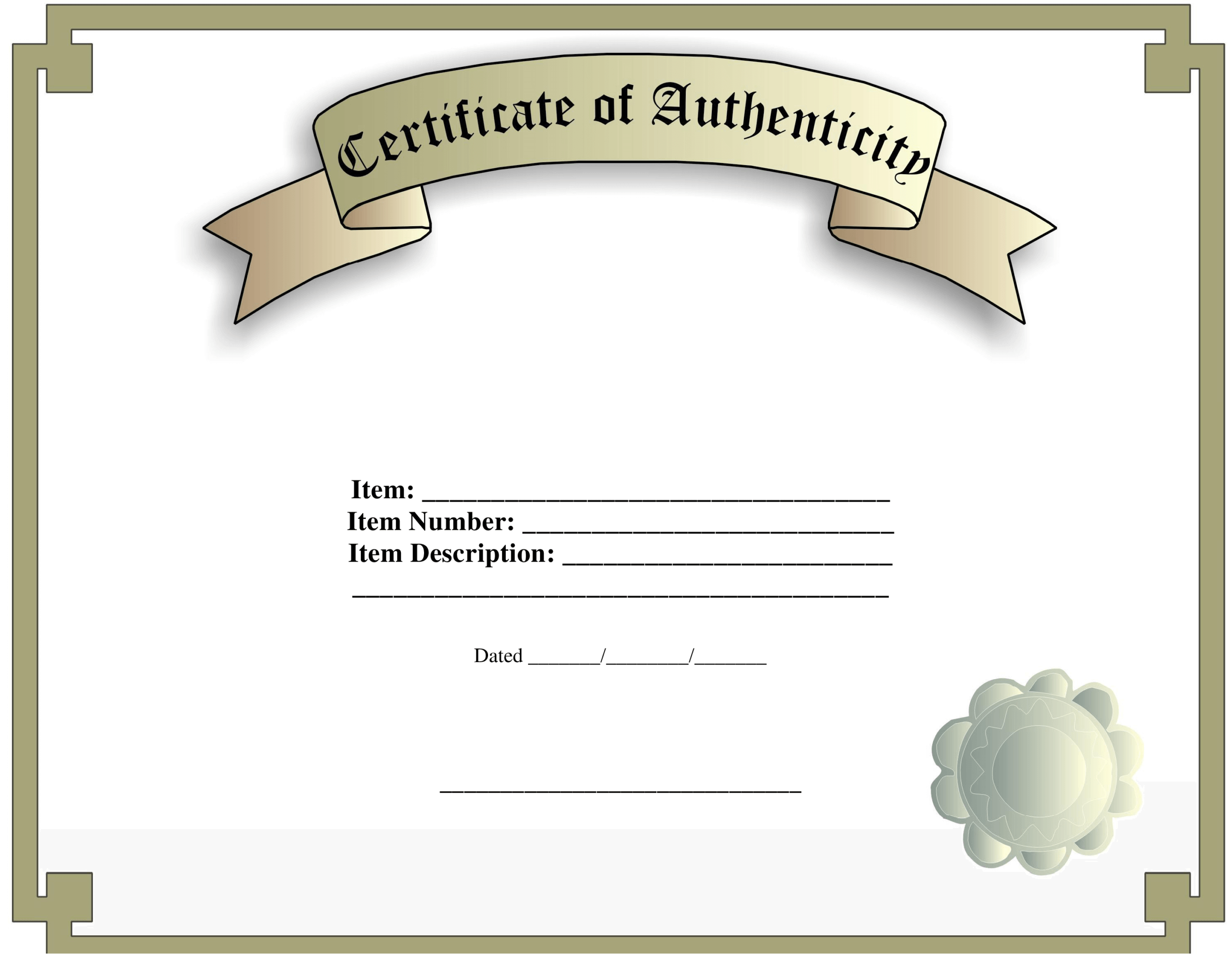 Certificate Of Authenticity Template | Templates At In Certificate Of Authenticity Template